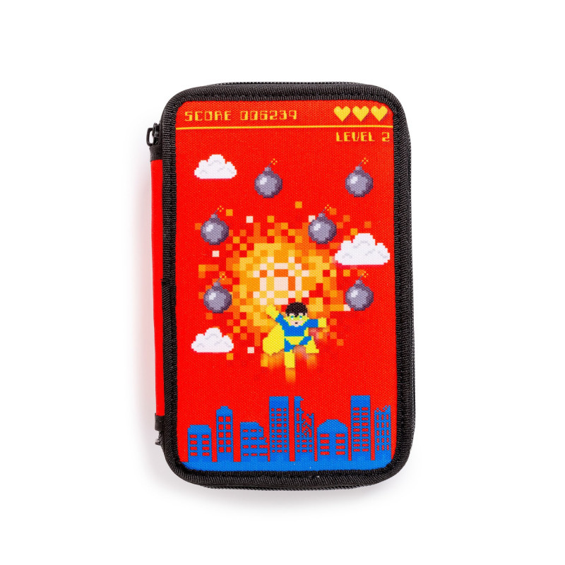 43030/RED - CARIOCA - Astuccio 3 Zip con Materiale Scolastico PIXEL Rosso - Estuche - Pencil case - Trousse 43030/RED - CARIOCA - Astuccio 3 Zip con Materiale Scolastico PIXEL Rosso - Estuche - Pencil case - Trousse