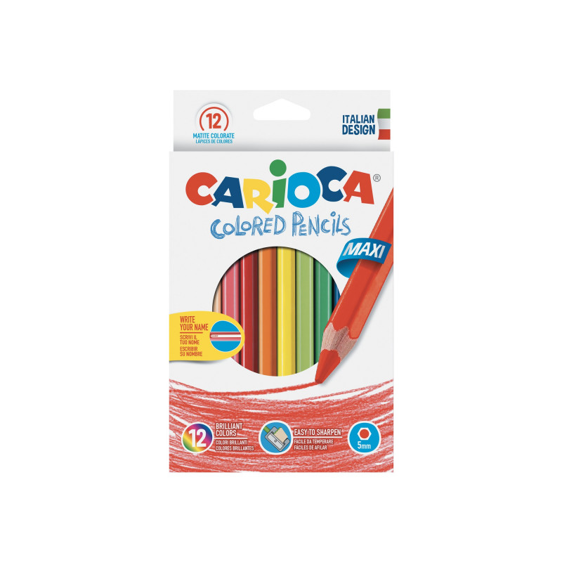 41406 - CARIOCA- Matite Esagonali Colorate in Legno Maxi 12 pz - Lápices Hexagonales - Hexagonal Pencils - Crayons Hexagonal 41406 - CARIOCA- Matite Esagonali Colorate in Legno Maxi 12 pz - Lápices Hexagonales - Hexagonal Pencils - Crayons Hexagonal