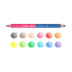 42264 - CARIOCA - Matite Colorate in Legno Bi-Color Maxi 6 pz - Lápices Bi-Color - Pencils Bi-Color - Crayons Bi-Color