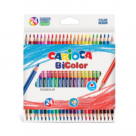 Triangular Pencils BiColor - 24 Pcs COLORED PENCILS CARIOCA