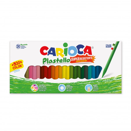 Resistant Plastic Wax Crayons Plastello - 30 Pcs CRAYONS CARIOCA