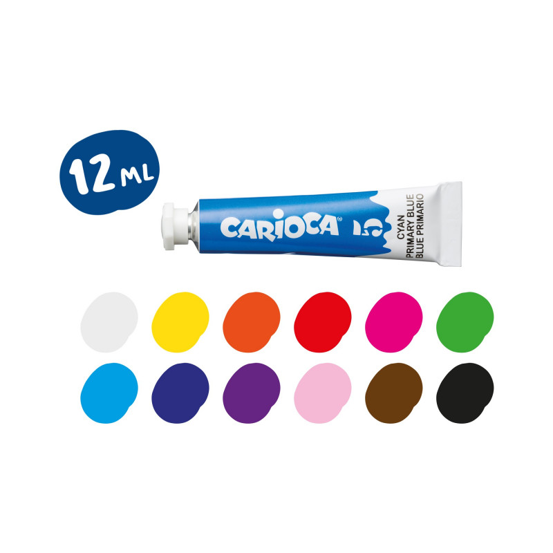 KO116 - CARIOCA - Tempera in Tubetti di 12 ml 12 pz - Témpera en Tubos - Tubes Tempera - Detrempe en Tube KO116 - CARIOCA - Tempera in Tubetti di 12 ml 12 pz - Témpera en Tubos - Tubes Tempera - Detrempe en Tube