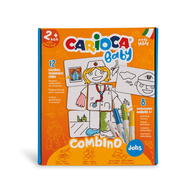 42894 - CARIOCA -Puzzle Combino jobs Baby +  8 Pennarelli - Puzle + rotuladores - Puzzle + felt tip pens - Puzzle + feutres
