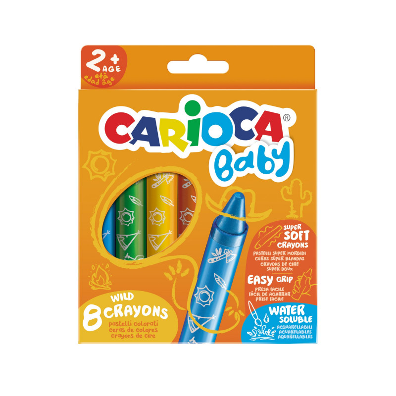 42892 - CARIOCA - Pastelloni Cera Extra Large WILD CRAYONS BABY 8 pz - Ceras - Crayons - Crayons