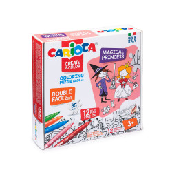 42941 - CARIOCA - Puzzle colorare + 12 pennarelli Magical Princess - Puzle para colorear - Coloring Puzzle - Puzzle à Colorier