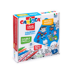 42940 - CARIOCA - Puzzle colorare + 12 pennarelli- Puzle para colorear - Coloring Puzzle - Puzzle à Colorier