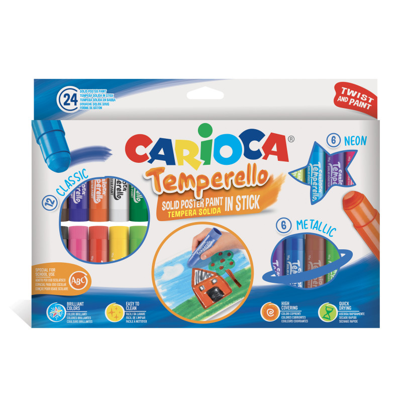 Rotuladores Temperas Temperello Carioca 6 unidades caja Twist and Paint en stick