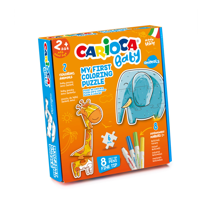 43079 - CARIOCA - Puzzle da Colorare Animals BABY - Puzle para Colorear - Coloring Puzzle - Puzzle de Coloriage