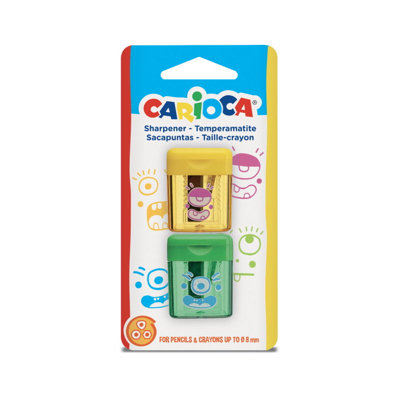 42097 Giallo-Verde - CARIOCA - Temperini con 1 Buco 2 Pz - Sacapuntas 1 Agujero - Sharpeners 1 Hole - Tallie-crayons 1 Trou 42097 Giallo-Verde - CARIOCA - Temperini con 1 Buco 2 Pz - Sacapuntas 1 Agujero - Sharpeners 1 Hole - Tallie-crayons 1 Trou
