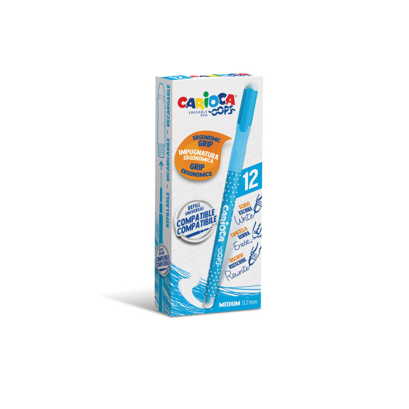 43039/10 - CARIOCA - Penna Cancellabile OOPS azzurro - Bolígrafo Borrable - Erasable Pen - Stylo Effaçable 43039/10 - CARIOCA - Penna Cancellabile OOPS azzurro - Bolígrafo Borrable - Erasable Pen - Stylo Effaçable