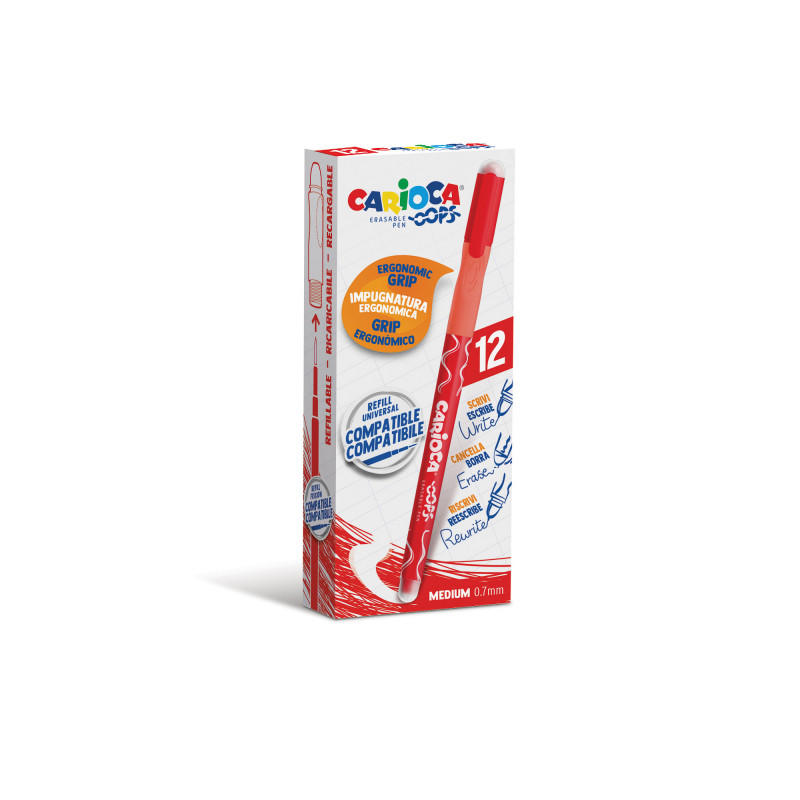 43039/03 - CARIOCA - Penna Cancellabile OOPS rosso - Bolígrafo Borrable - Erasable Pen - Stylo Effaçable 43039/03 - CARIOCA - Penna Cancellabile OOPS rosso - Bolígrafo Borrable - Erasable Pen - Stylo Effaçable
