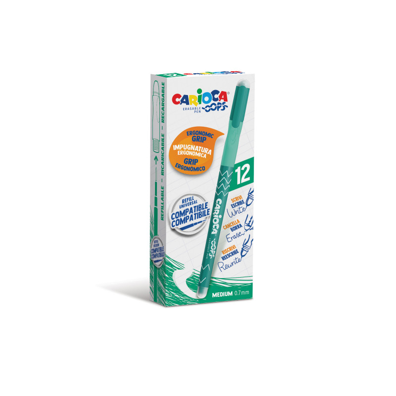 43039/04 - CARIOCA - Penna Cancellabile OOPS verde - Bolígrafo Borrable - Erasable Pen - Stylo Effaçable 43039/04 - CARIOCA - Penna Cancellabile OOPS verde - Bolígrafo Borrable - Erasable Pen - Stylo Effaçable