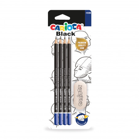 Graphite Pencils HB 4 Pcs + Eraser GRAPHITE PENCILS CARIOCA