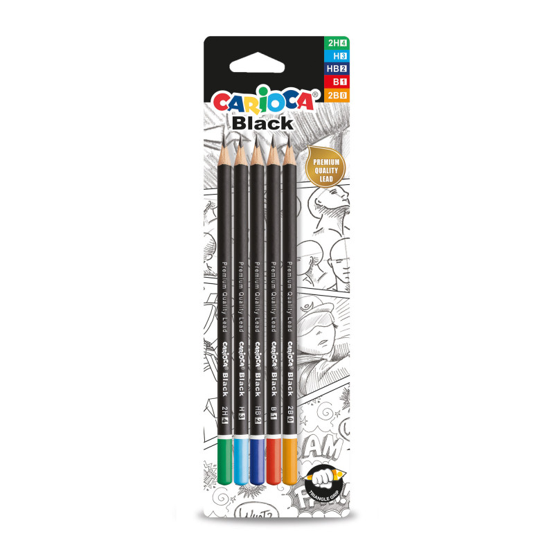 42932 - CARIOCA - Matite Grafite BLACK Miste 5 pz - Lápices de Grafito - Graphite Pencils - Crayons Graphite