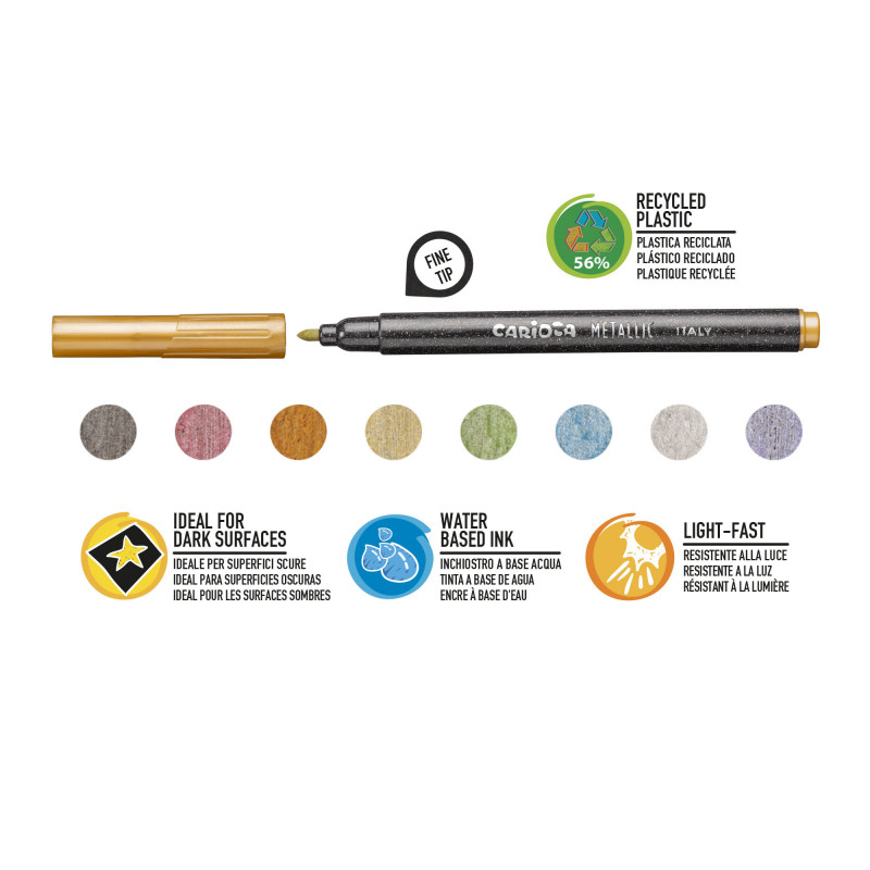 43162 - CARIOCA - Pennarelli Metallici - Metallic Felt Tip Pens - Feutres Metallic - Rotuladores Metálicos 43162 - CARIOCA - Pennarelli Metallici - Metallic Felt Tip Pens - Feutres Metallic - Rotuladores Metálicos
