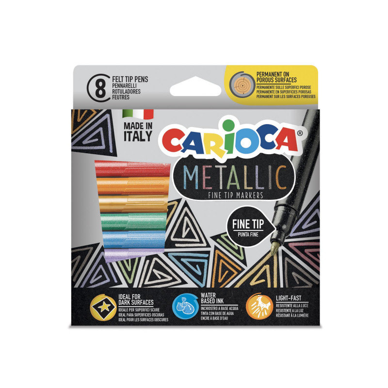 43162 - CARIOCA - Pennarelli Metallici - Metallic Felt Tip Pens - Feutres Metallic - Rotuladores Metálicos