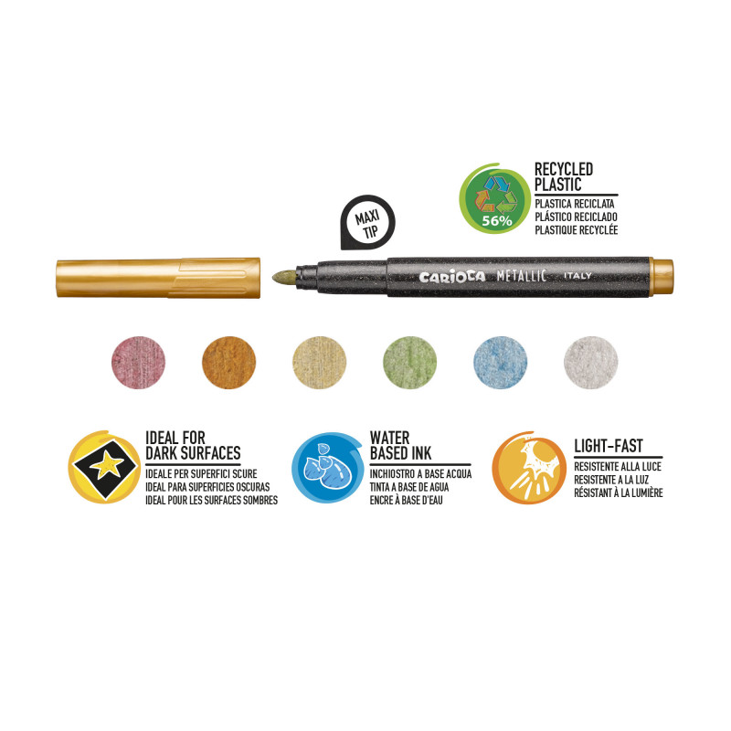 43161 - CARIOCA - Pennarelli Metallici - Metallic Felt Tip Pens - Feutres Metallic - Rotuladores Metálicos 43161 - CARIOCA - Pennarelli Metallici - Metallic Felt Tip Pens - Feutres Metallic - Rotuladores Metálicos