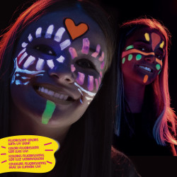 Leuchtende- Metallic- und Neonfarben Halloween CARIOCA Mask Up Metallic und Neon Set Karneval oder Parties 8 Teile Kinderschminke-Set Ideal für Weihnachten Gesichtsfarben in Sticks für Kinder