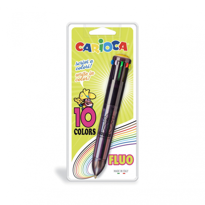 41500/201 - CARIOCA - Penna a Sfera 10 Colori Fluo 1 pz - Bolígrafo 10 colores - 10 colors Pen - Stylo 10 coleurs 41500/201 - CARIOCA - Penna a Sfera 10 Colori Fluo 1 pz - Bolígrafo 10 colores - 10 colors Pen - Stylo 10 coleurs