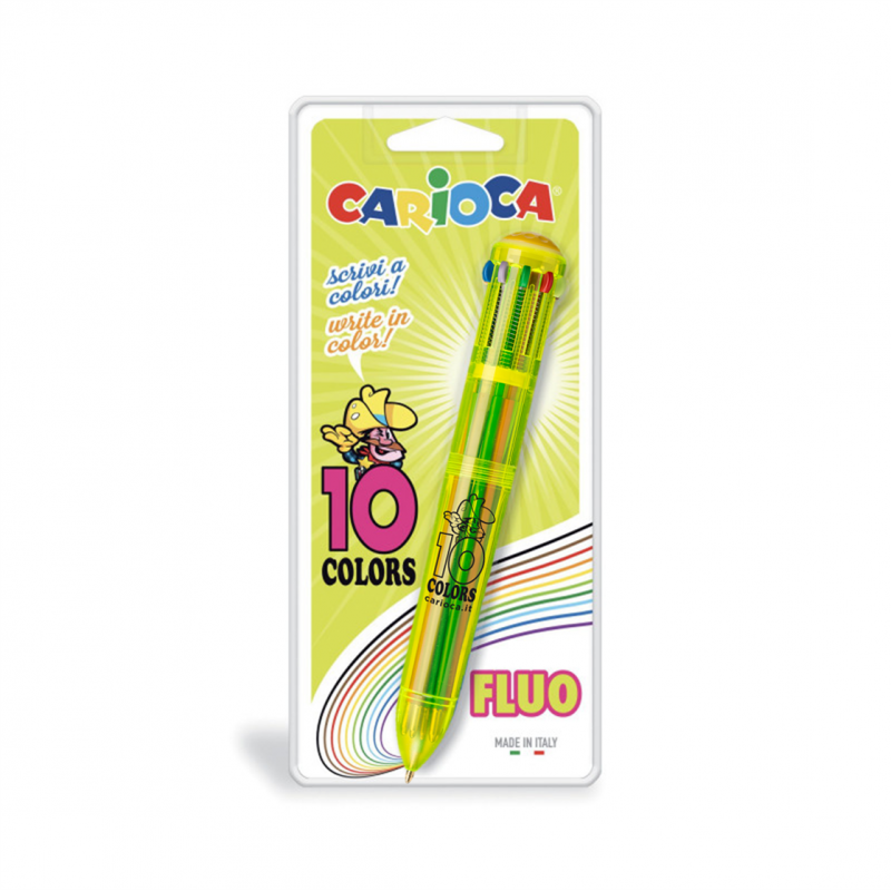 41500/205 - CARIOCA - Penna a Sfera 10 Colori Fluo 1 pz - Bolígrafo 10 colores - 10 colors Pen - Stylo 10 coleurs 41500/205 - CARIOCA - Penna a Sfera 10 Colori Fluo 1 pz - Bolígrafo 10 colores - 10 colors Pen - Stylo 10 coleurs