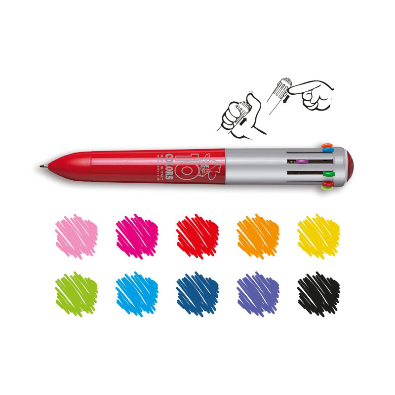41501 - CARIOCA - Penna a Sfera 10 Colori Vintage 1 pz - Bolígrafo 10 colores - 10 colors Pen - Stylo 10 coleurs 41501 - CARIOCA - Penna a Sfera 10 Colori Vintage 1 pz - Bolígrafo 10 colores - 10 colors Pen - Stylo 10 coleurs