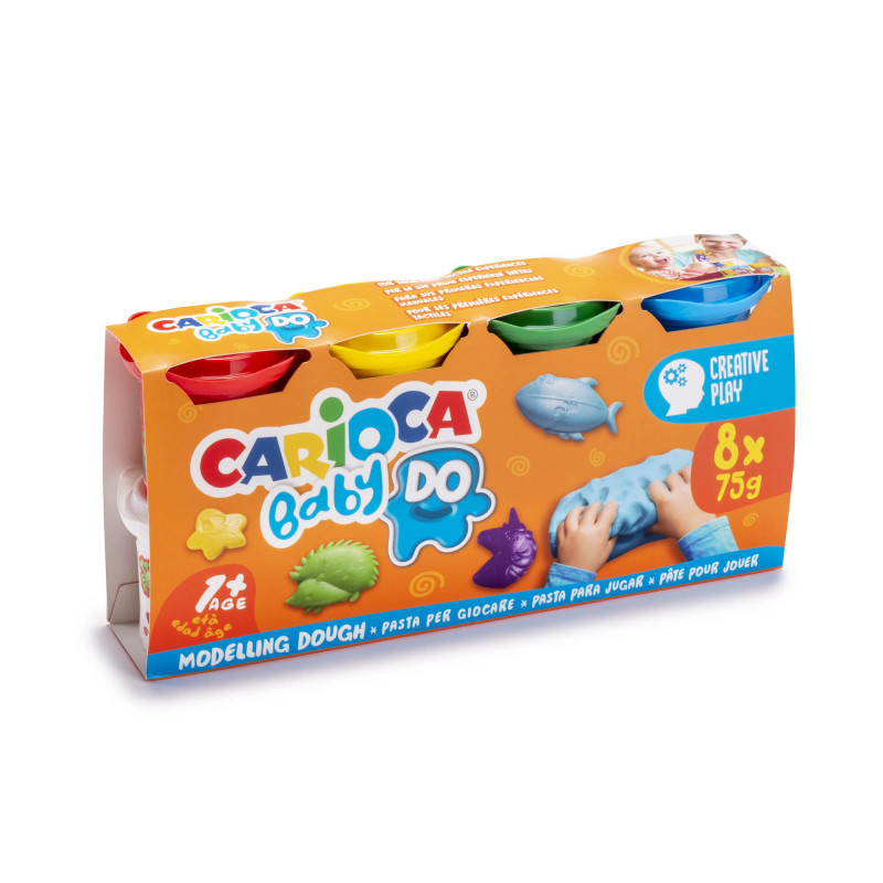 Pâte à modeler Carioca BABY - 8 couleurs - Modelage 1er âge - 10 Doigts