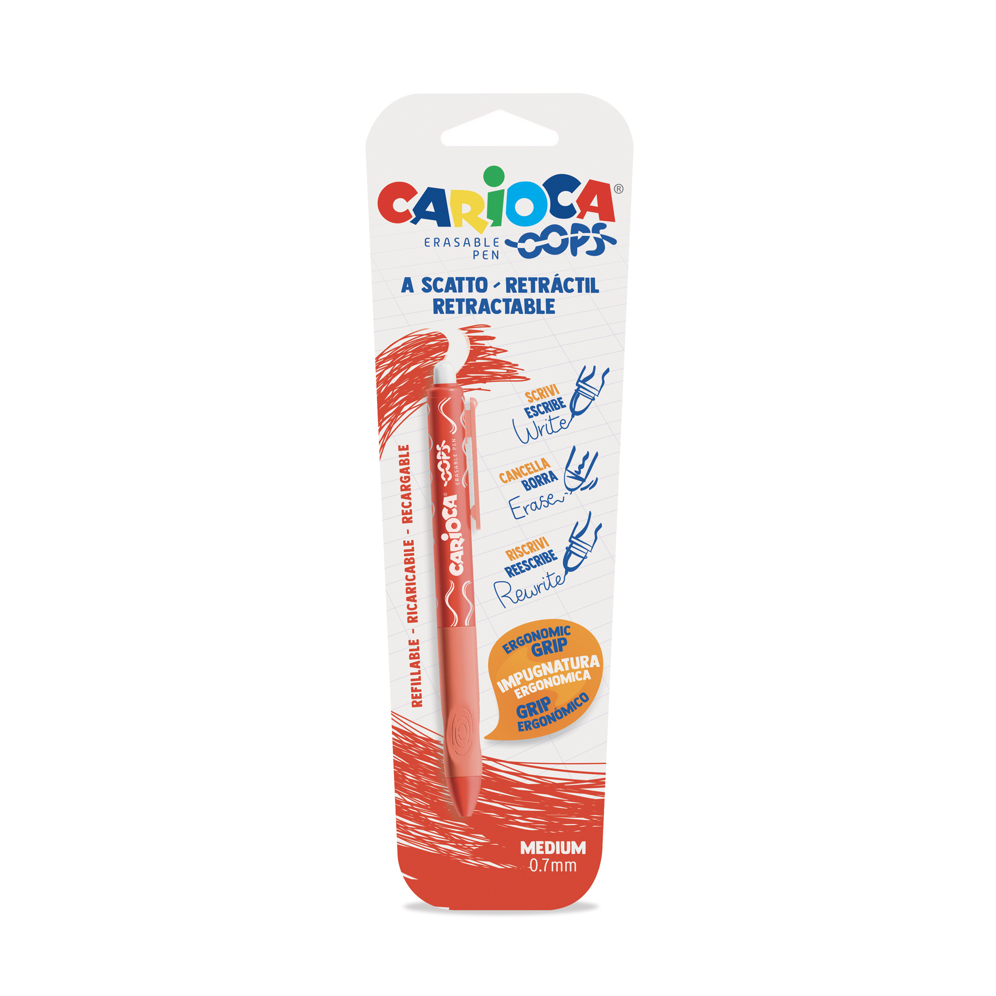 QuattroGi SRL ingrosso cancelleria scuola articoli da regalo - PENNA  CANCELLABILE CARIOCA OOPS RICARICABILE IMPUGNATURA ERGONOMICA 12PZ