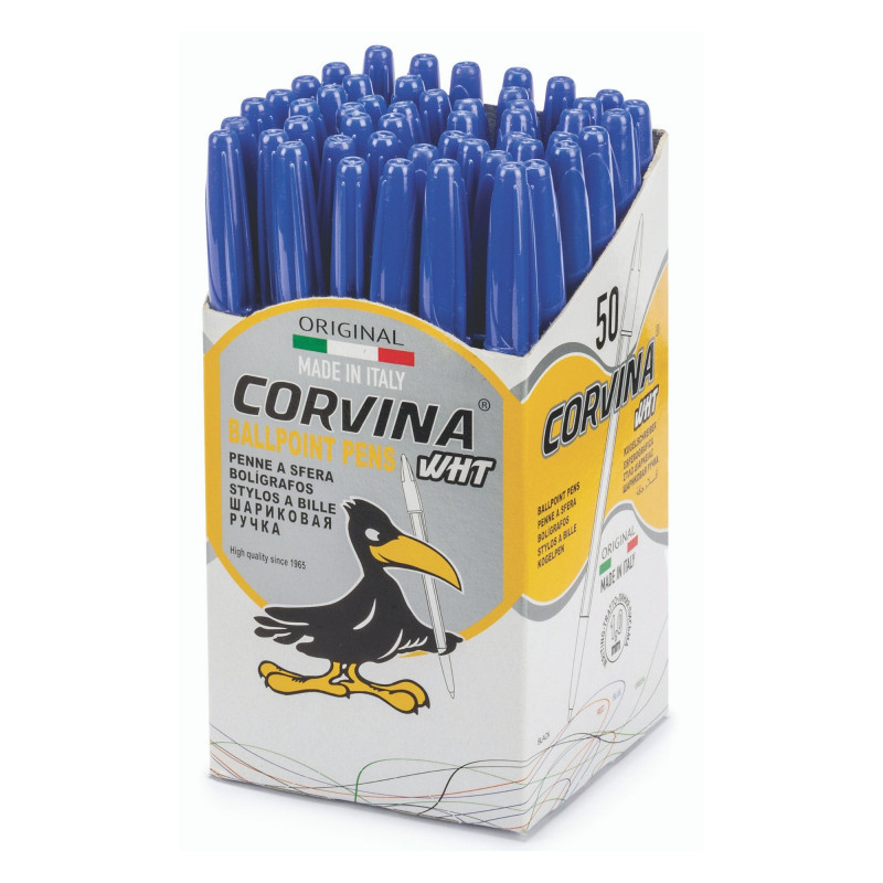colore Blu  Confezione da 50 penne A punta in fibra corvina No Problem.  