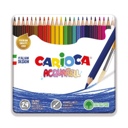 42860 - CARIOCA - Matite Acquerellabili Scatola in Latta 24 pz - Lápices Acuarelables - Watercolor pencils - Crayons Aquarelle
