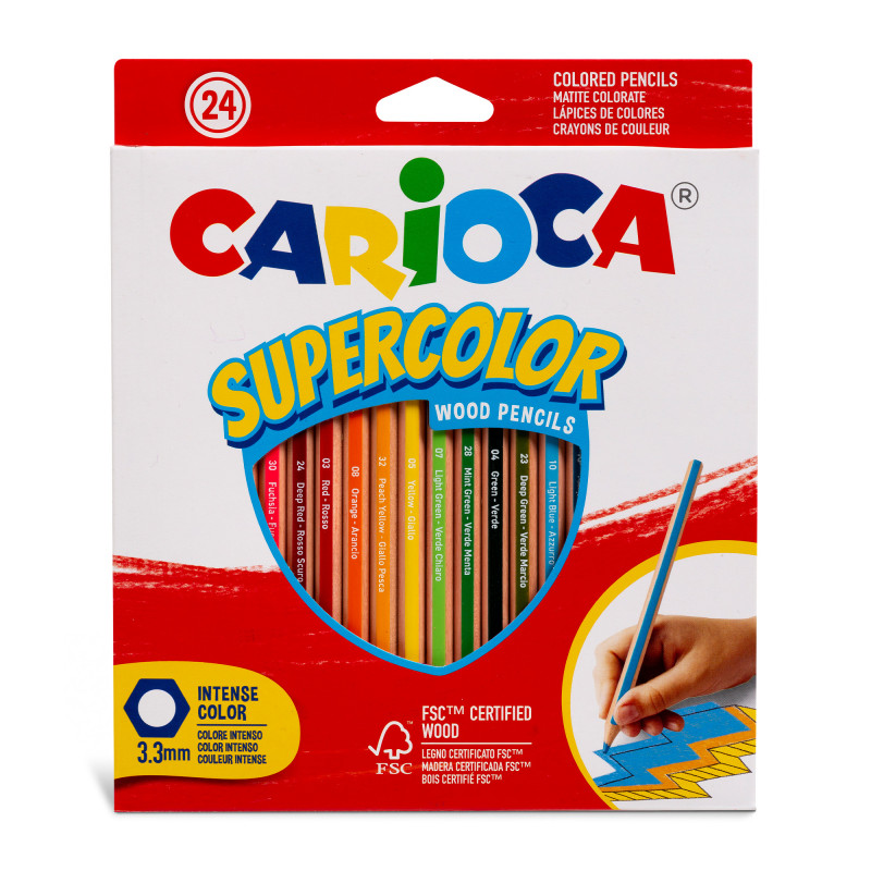 Hexagonal Pencils Supercolor - 24 Pcs COLORED PENCILS CARIOCA