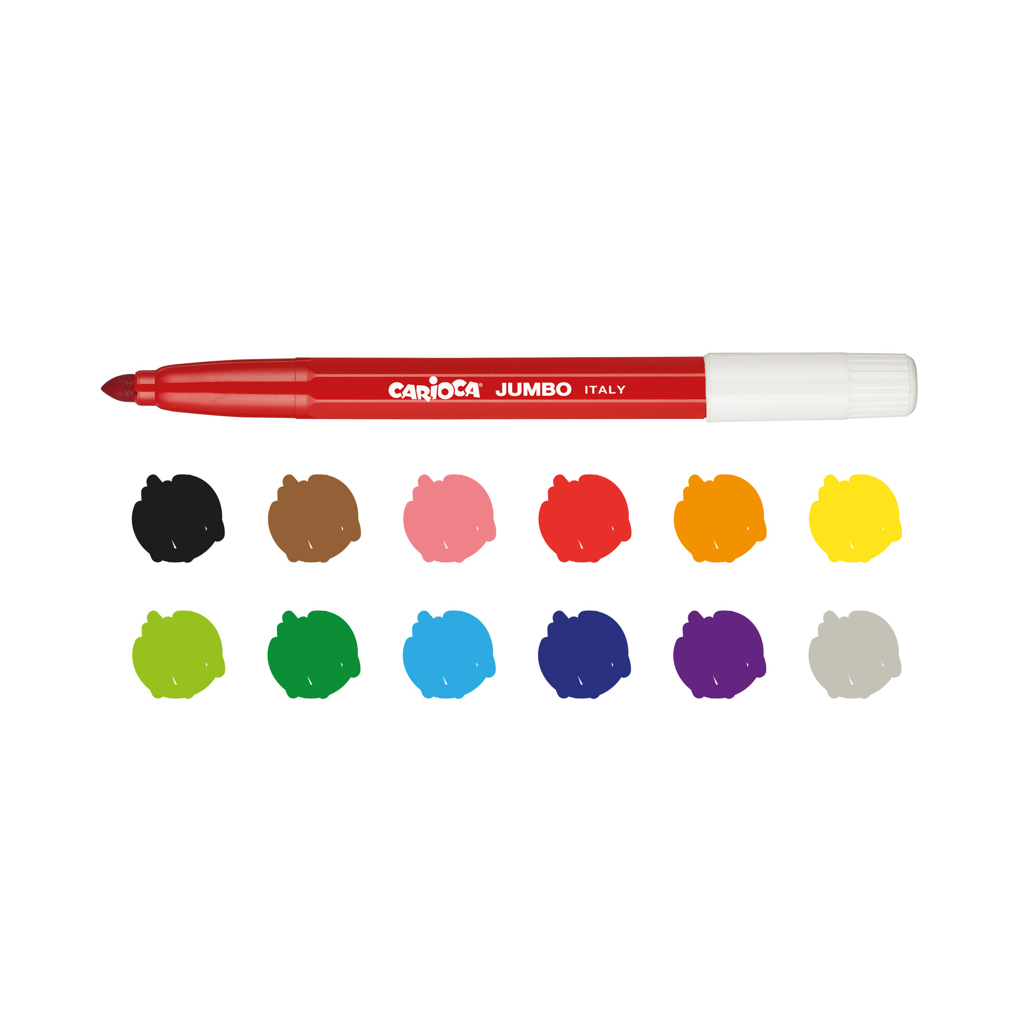 CARIOCA Pennarelli Jumbo Box, Pennarelli Colorati per Bambini con Punta e  Corpo Maxi, Ideali per Disegnare e Colorare, Super Lavabili, Colori