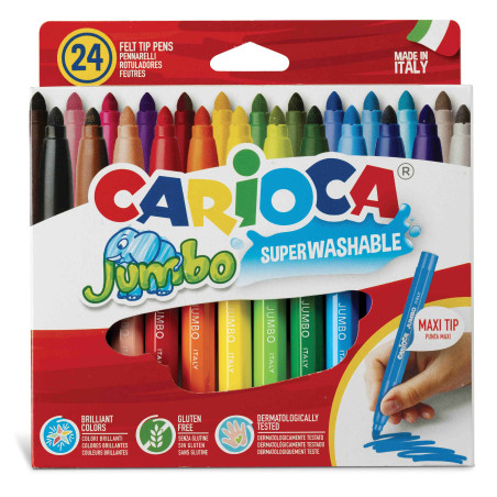 Carioca Teddy Jumbo Baby Washable Felt Pens 12 Pcs Marker Set For Children  +1 Age Superior Quality Safe Brand