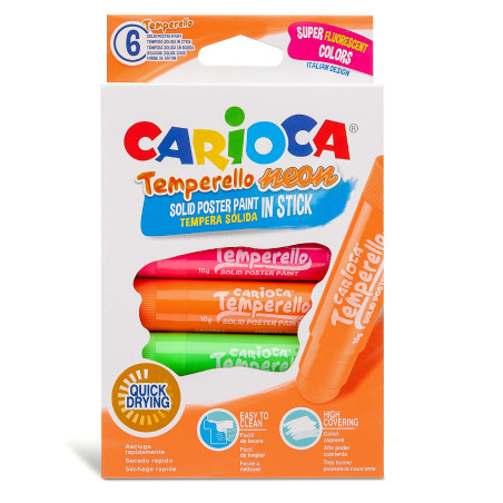 CARIOCA Temperello – Lot De 6 Bâtons De Peinture Métallisés Pour Affiches – Faciles à Nettoyer, Couverture Large