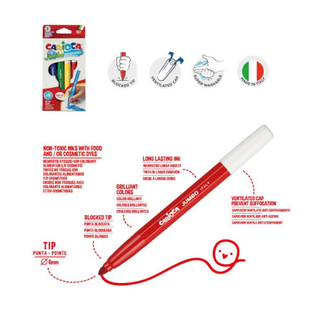 Carioca 135785 – Set Di 30 Pennarelli Atossici, Punta Media, Per Scuola E Ufficio