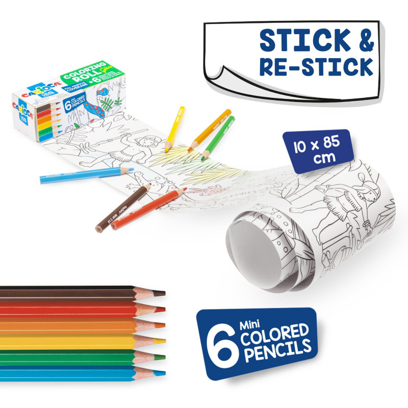 42982 - CARIOCA - Mini rotolo da colorare + 6 Matite ABC - Rollo adhesivo para colorear - Coloring roll - rouleau adhésif 42982 - CARIOCA - Mini rotolo da colorare + 6 Matite ABC - Rollo adhesivo para colorear - Coloring roll - rouleau adhésif
