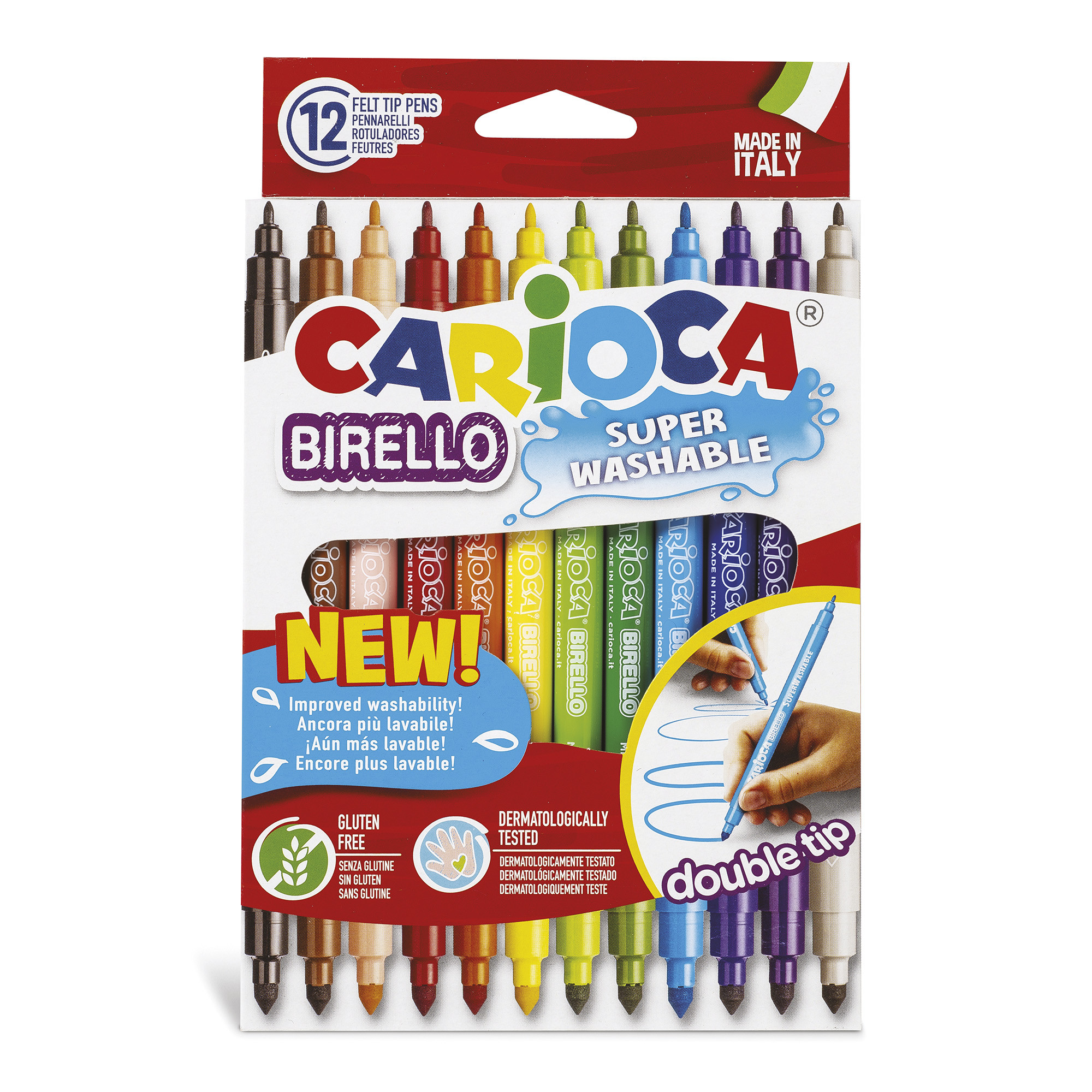 Carioca Birello Pennarelli Doppia Punta (Media E Fine) – 24 Colori Assortiti In Busta