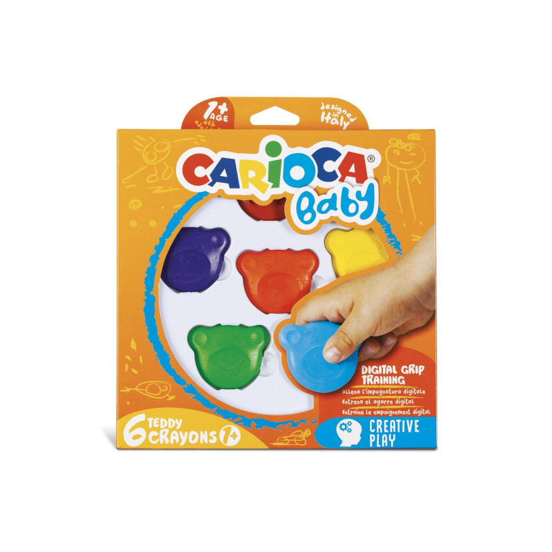 42956 - CARIOCA - Pastelli Colorati Orsetti BABY 6 pz - ceras de colores - colored wax crayons - crayons de couleur