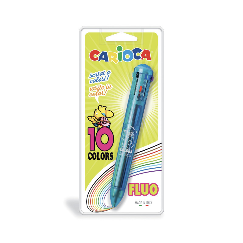 41500 - CARIOCA - Penna a Sfera 10 Colori Fluo 1 pz - Bolígrafo 10 colores - 10 colors Pen - Stylo 10 coleurs 41500 - CARIOCA - Penna a Sfera 10 Colori Fluo 1 pz - Bolígrafo 10 colores - 10 colors Pen - Stylo 10 coleurs
