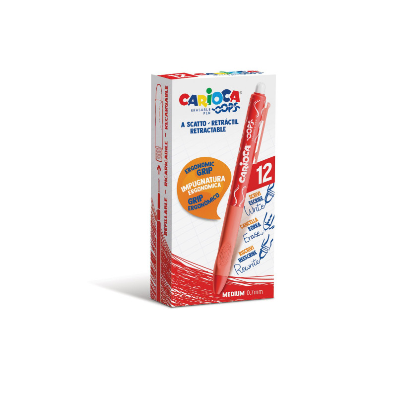 43043/03 - CARIOCA - Penna Cancellabile a Scatto OOPS rosso - Bolígrafo Borrable - Erasable Pen - Stylo Effaçable 43043/03 - CARIOCA - Penna Cancellabile a Scatto OOPS rosso - Bolígrafo Borrable - Erasable Pen - Stylo Effaçable