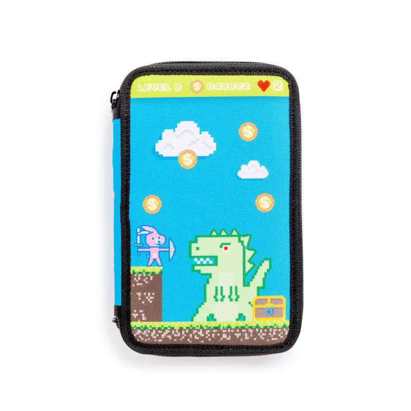 Astuccio 3 Zip con Materiale Scolastico PIXEL Azzurro - 1 pz Astuccio 3 Zip con Materiale Scolastico PIXEL Azzurro - 1 pz
