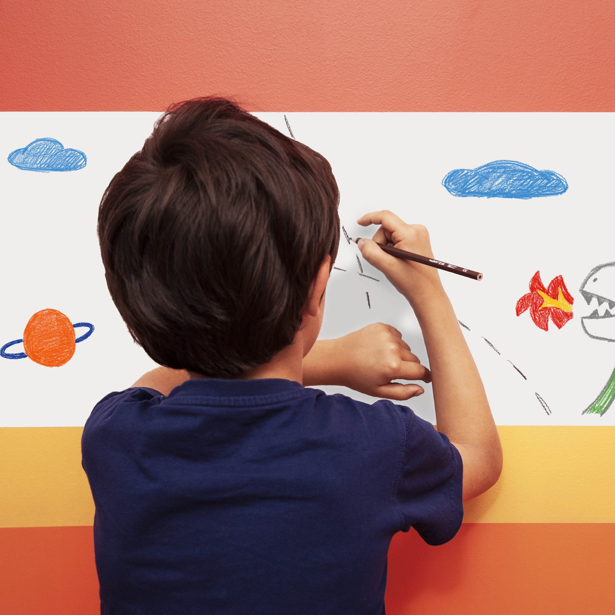 Rotolo di carta da disegno per bambini con matite colorate carta da disegno  adesiva rotolo di carta da colorare da 120*11.8 pollici per bambini