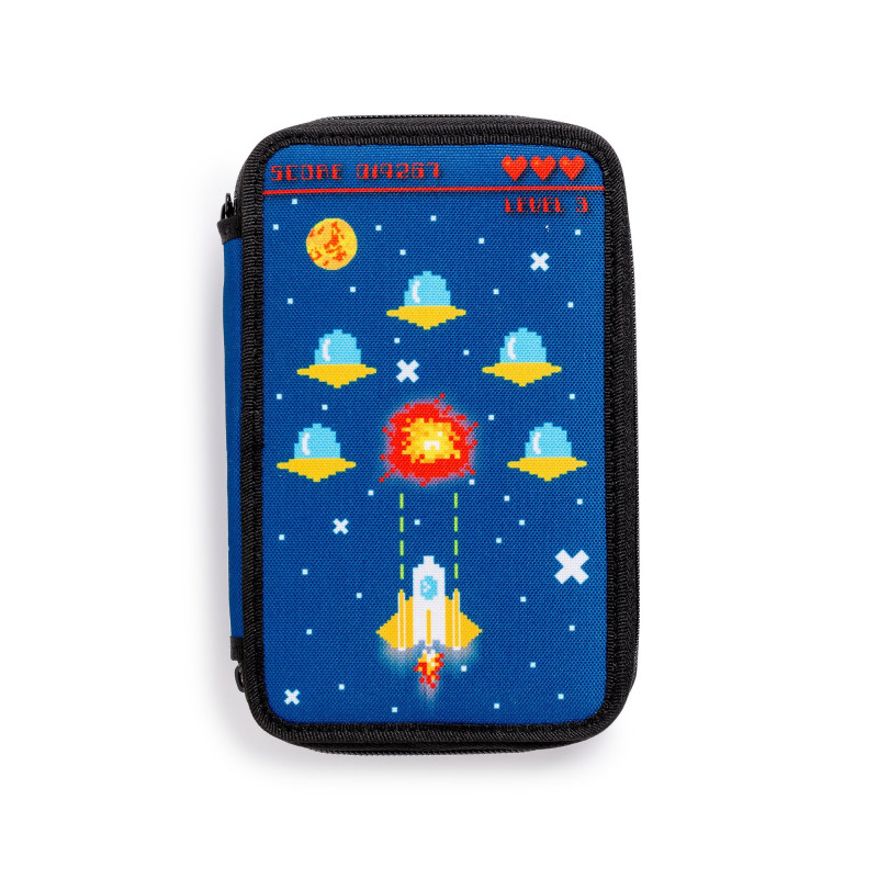 43030/BLUE - Astuccio 3 Zip con Materiale Scolastico PIXEL Blu - Estuche - Pencil case - Trousse 43030/BLUE - Astuccio 3 Zip con Materiale Scolastico PIXEL Blu - Estuche - Pencil case - Trousse
