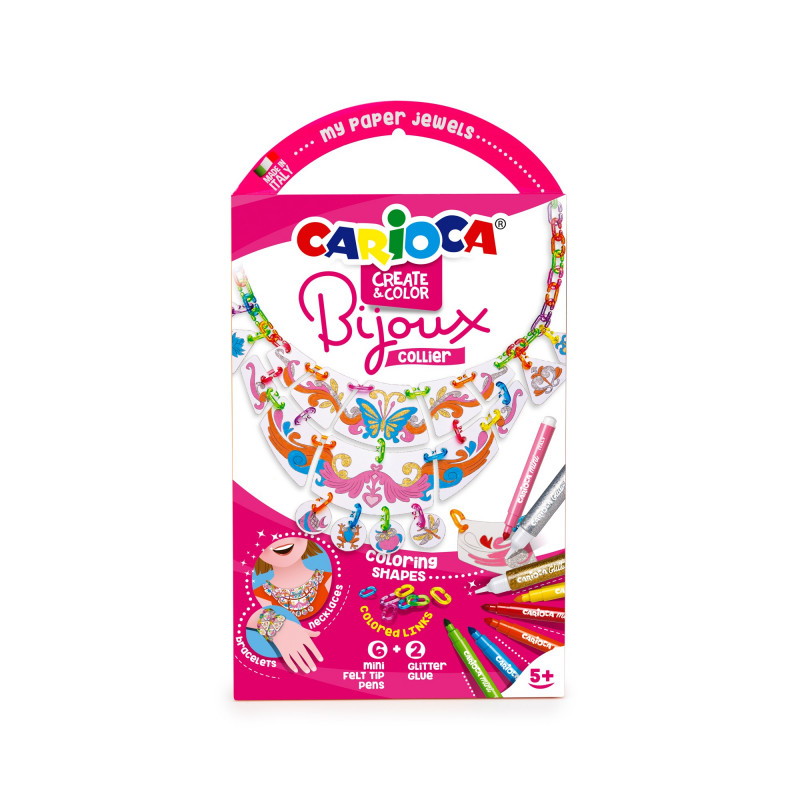 42900 - CARIOCA - Gioiellini da colorare con Pennarelli e 2 Glitter Glue BIJOUX COLLIER - Joyería De Colorear - 42900 - CARIOCA - Gioiellini da colorare con Pennarelli e 2 Glitter Glue BIJOUX COLLIER - Joyería De Colorear -