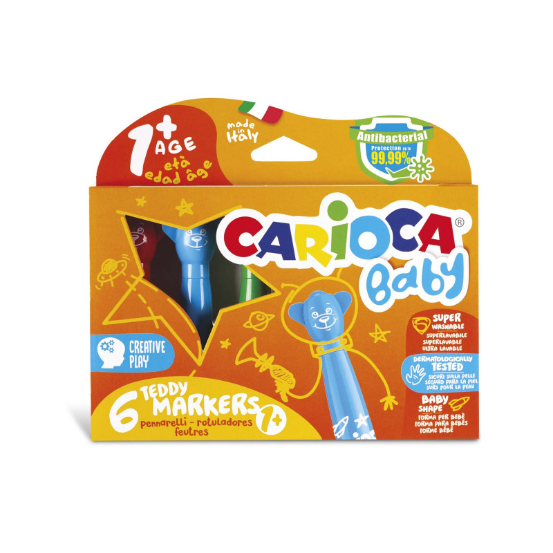Carioca Set Baby 1+ | Set Colores con Rotuladores Super Lavables, Ceras con  Forma de Osito y Maxi Lápices para Bebés a Partir de 12 Meses, 22 Uds