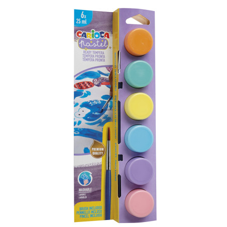 Set De 24 Vasitos De Témpera CARIOCA De 25 Ml | Colores Superlavables De Alto Poder Cubriente En 6 Colores