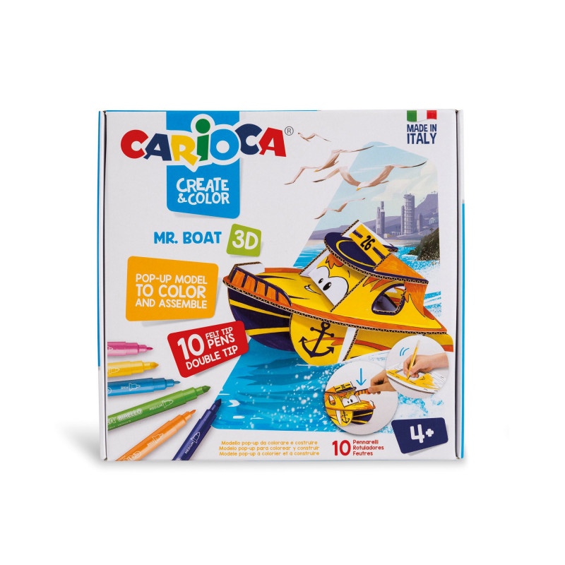 42905 - CARIOCA - Modello Pop Up 3D da colorare con 10 Pennarelli Superlavabili